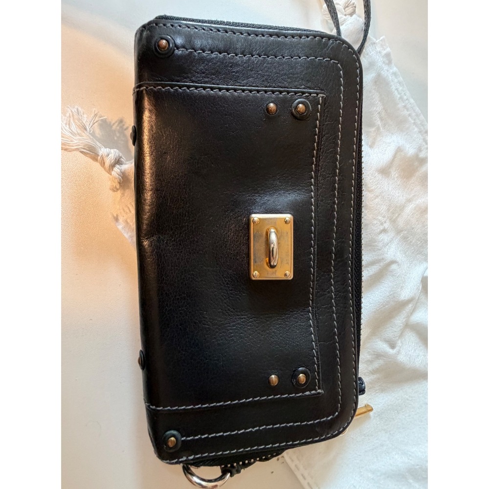 Chloe Paddington Black Leather Zippy Wallet Brass Hardware Turn Lock Woth COA - Picture 3 of 13